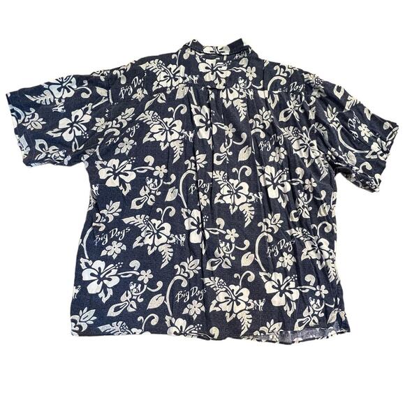 Big Dogs Tropical Blue & White Floral Button-up Shirt Hawaiian Pattern Pocket 3X - Picture 8 of 16